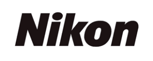 a black and white logo Nikon